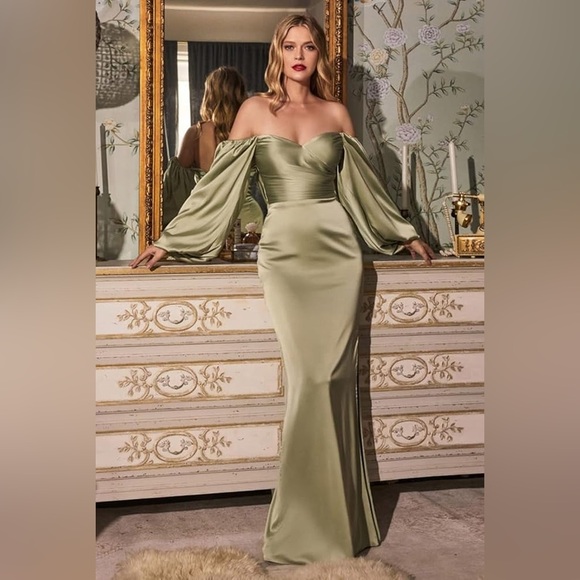 Satin Long Sleeve Mermaid Dress - Picture 1 of 2